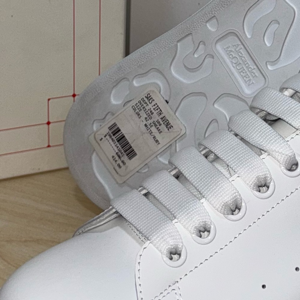 Alexander McQueen White Sneakers with Red Heel - Picture 8 of 8